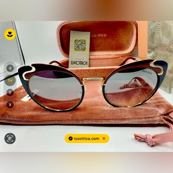 miu miu 57TS HB5-GRO Blue garnet gold cat eye ‼️Size 54-20-140 Authentic - Picture 1 of 15